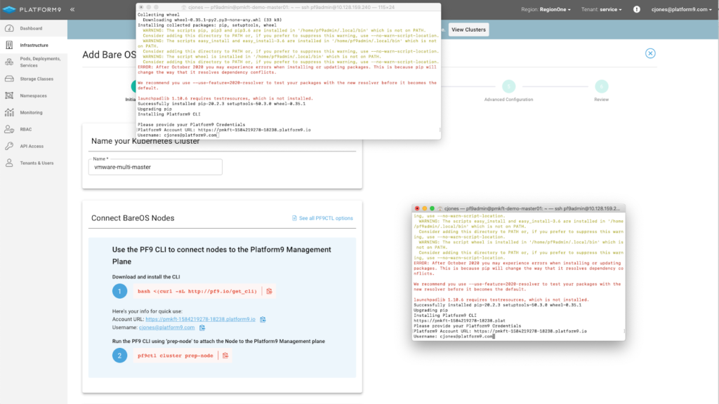 CLI Installation Platform9 Details
